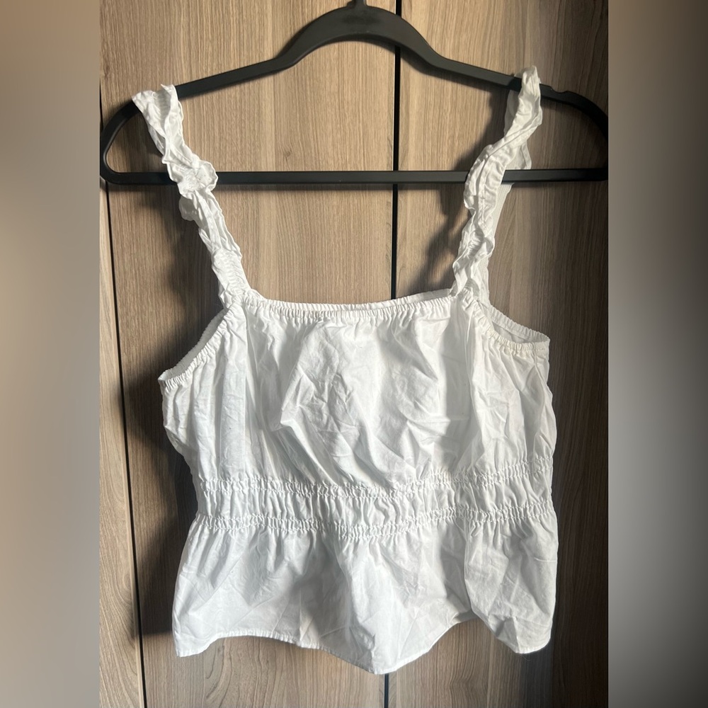 H&M White Ruffled Camisole Top
